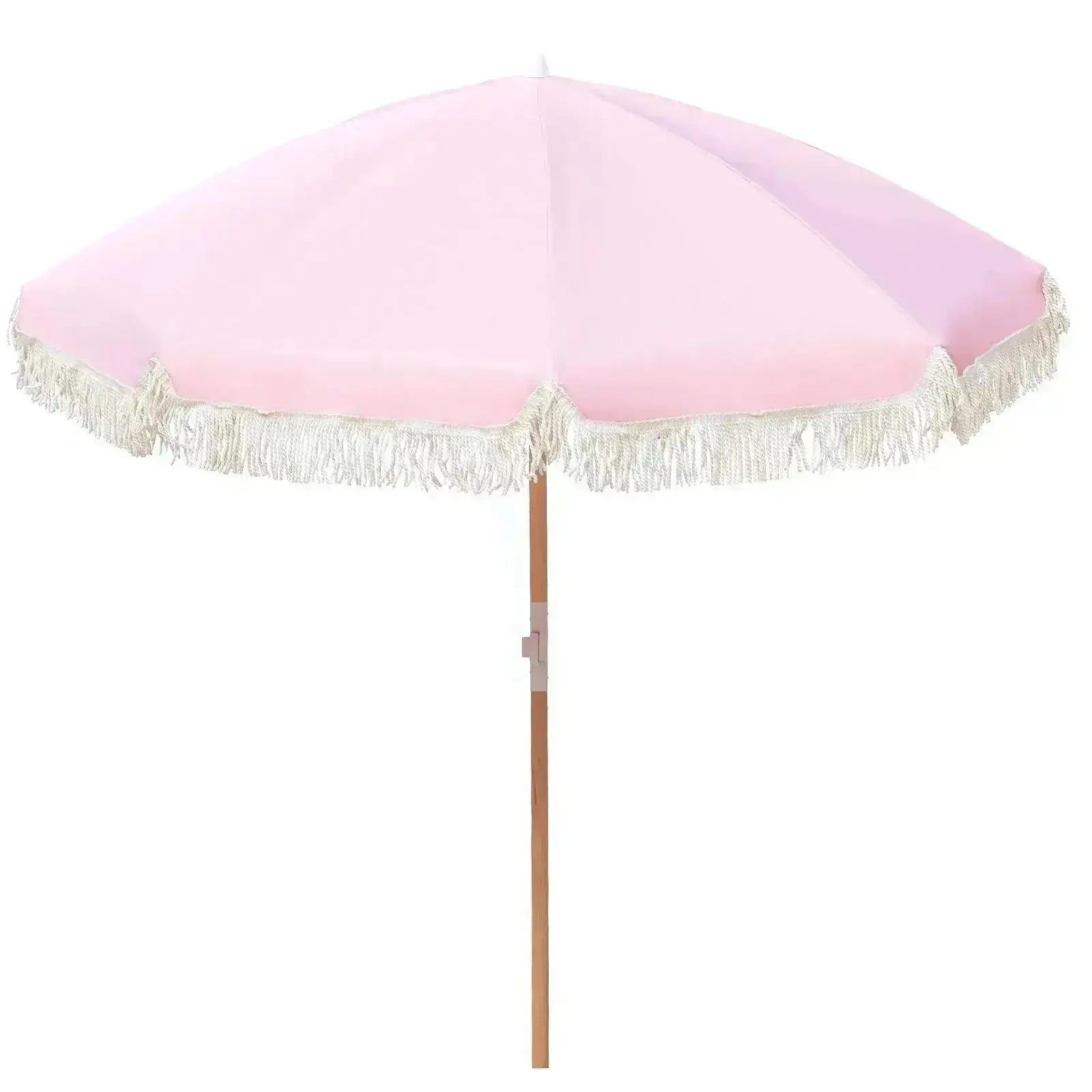 Havana Outdoors Beach Umbrella Portable 2 Metre Fringed Garden Sun Shade Shelter - Dusty Rose - Sprung Outdoors 