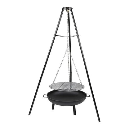 Tripod Garden Fire Pit BBQ Barbecue Cast Iron & Steel Fire Pit Bowl Round Sprung Outdoors