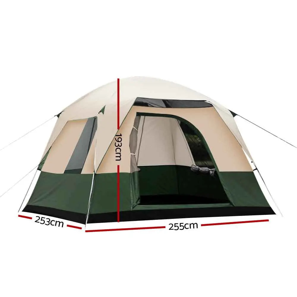 Weisshorn Family Camping Tent 4 Person Hiking Beach Tents Green - Sprung Outdoors 