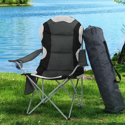 Weisshorn 2X Folding Camping Chairs Arm Chair Portable Outdoor Beach Fishing BBQ Sprung Outdoors 