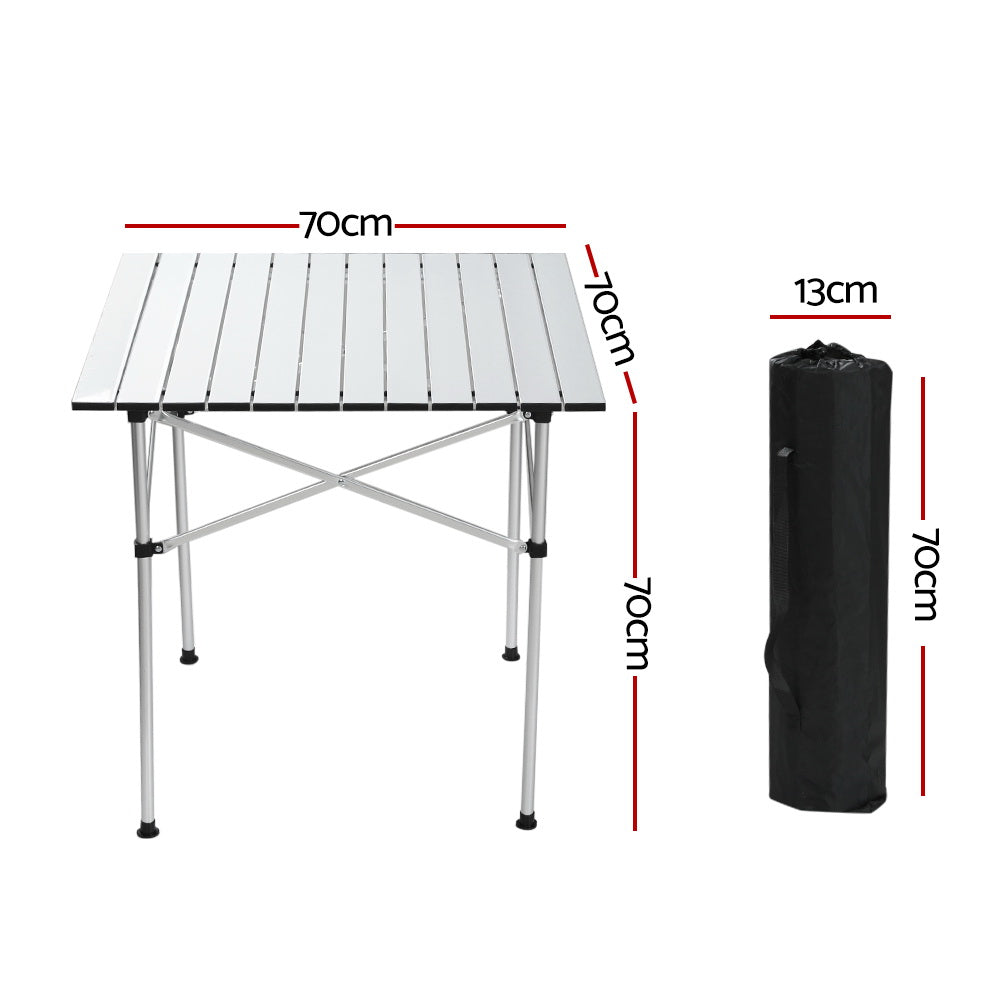 Weisshorn Camping Table Roll Up Aluminum Portable Desk Picnic 70CM Sprung Outdoors 