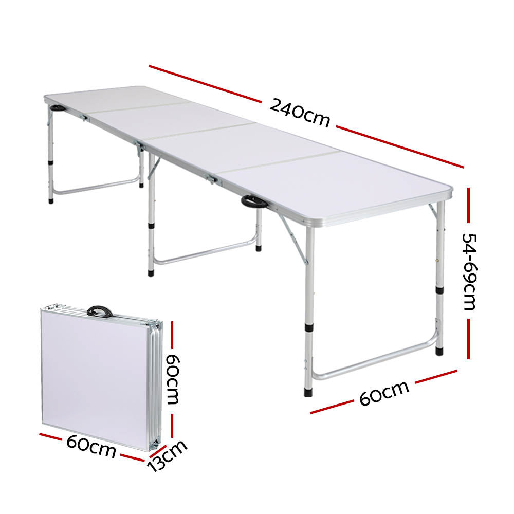 Weisshorn Camping Table Folding Aluminum Portable BBQ Outdoor 240CM Sprung Outdoors 