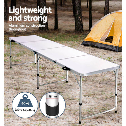 Weisshorn Camping Table Folding Aluminum Portable BBQ Outdoor 240CM Sprung Outdoors 