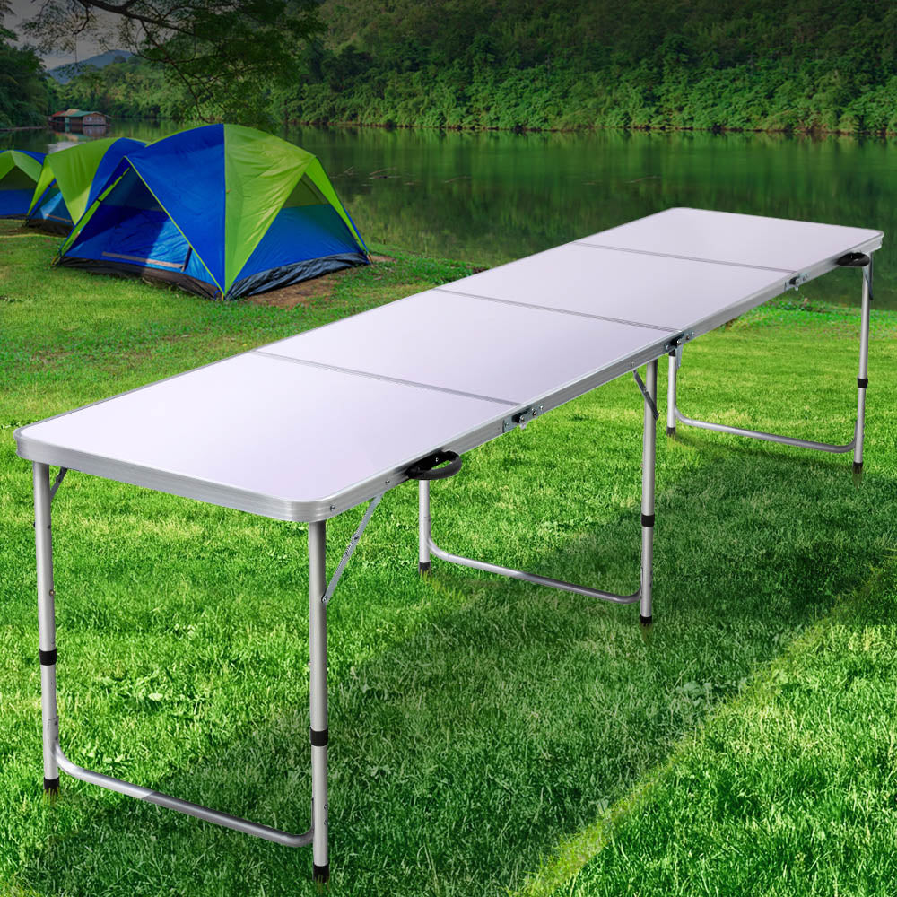 Weisshorn Camping Table Folding Aluminum Portable BBQ Outdoor 240CM Sprung Outdoors 