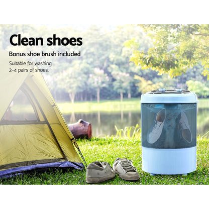 Devanti 3KG Mini Portable Washing Machine Shoes Wash Top Load Spin Camp Caravan - Sprung Outdoors 