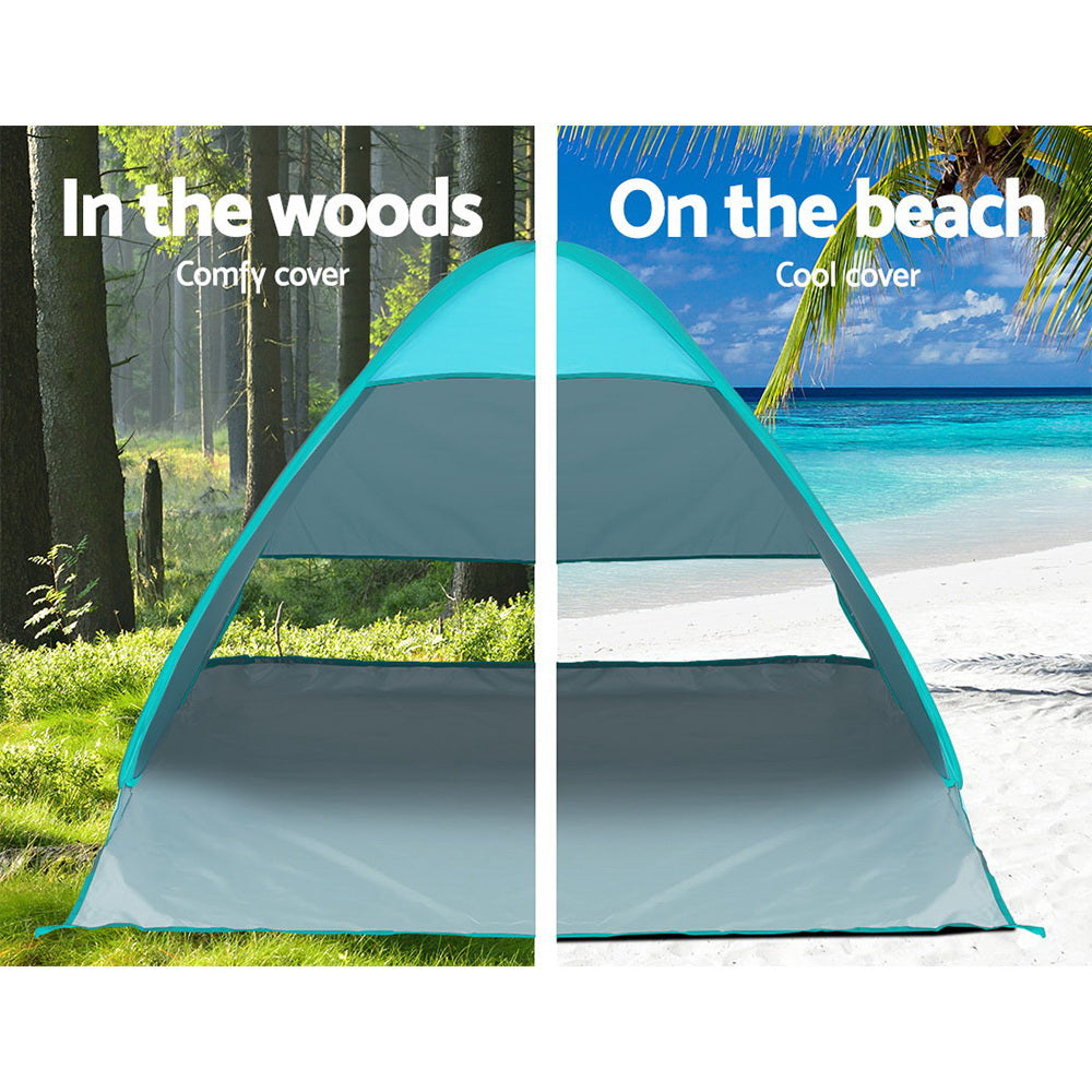 Weisshorn Pop Up Beach Tent Camping Hiking 3 Person Sun Shade Fishing Shelter Sprung Outdoors 