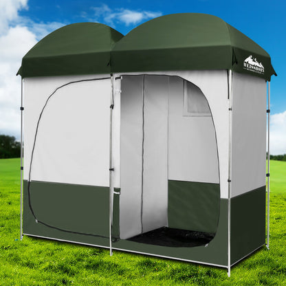 Weisshorn Double Camping Shower Toilet Tent Outdoor Portable Change Room Green Sprung Outdoors 