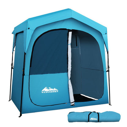 Weisshorn Pop Up Camping Shower Tent Portable Toilet Outdoor Change Room Blue Sprung Outdoors 