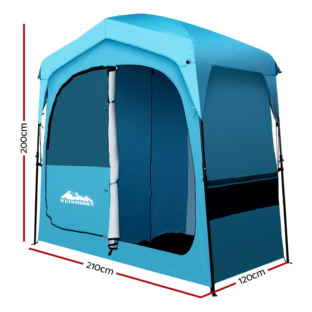 Weisshorn Pop Up Camping Shower Tent Portable Toilet Outdoor Change Room Blue Sprung Outdoors 