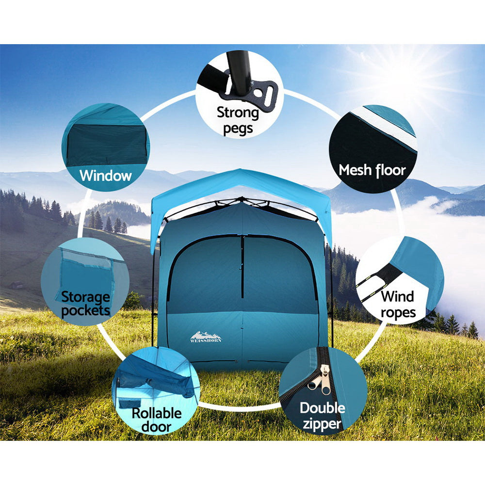 Weisshorn Pop Up Camping Shower Tent Portable Toilet Outdoor Change Room Blue Sprung Outdoors 