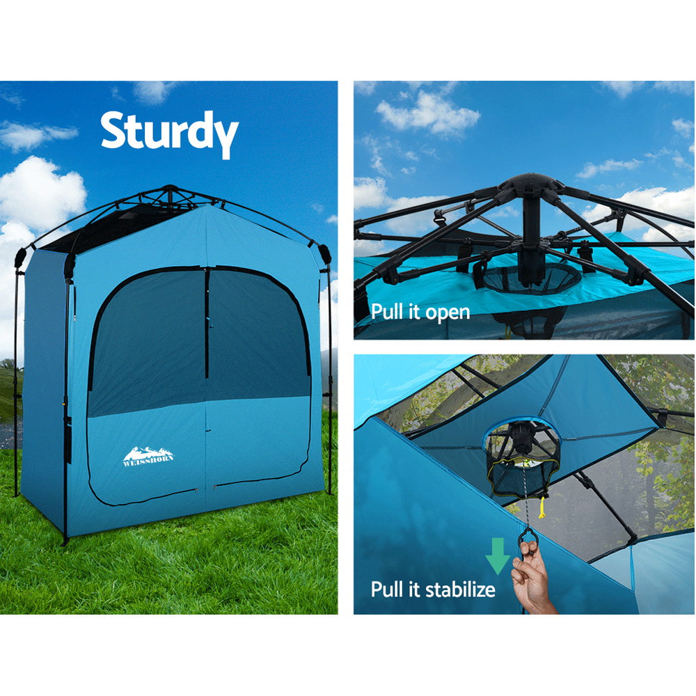 Weisshorn Pop Up Camping Shower Tent Portable Toilet Outdoor Change Room Blue Sprung Outdoors 