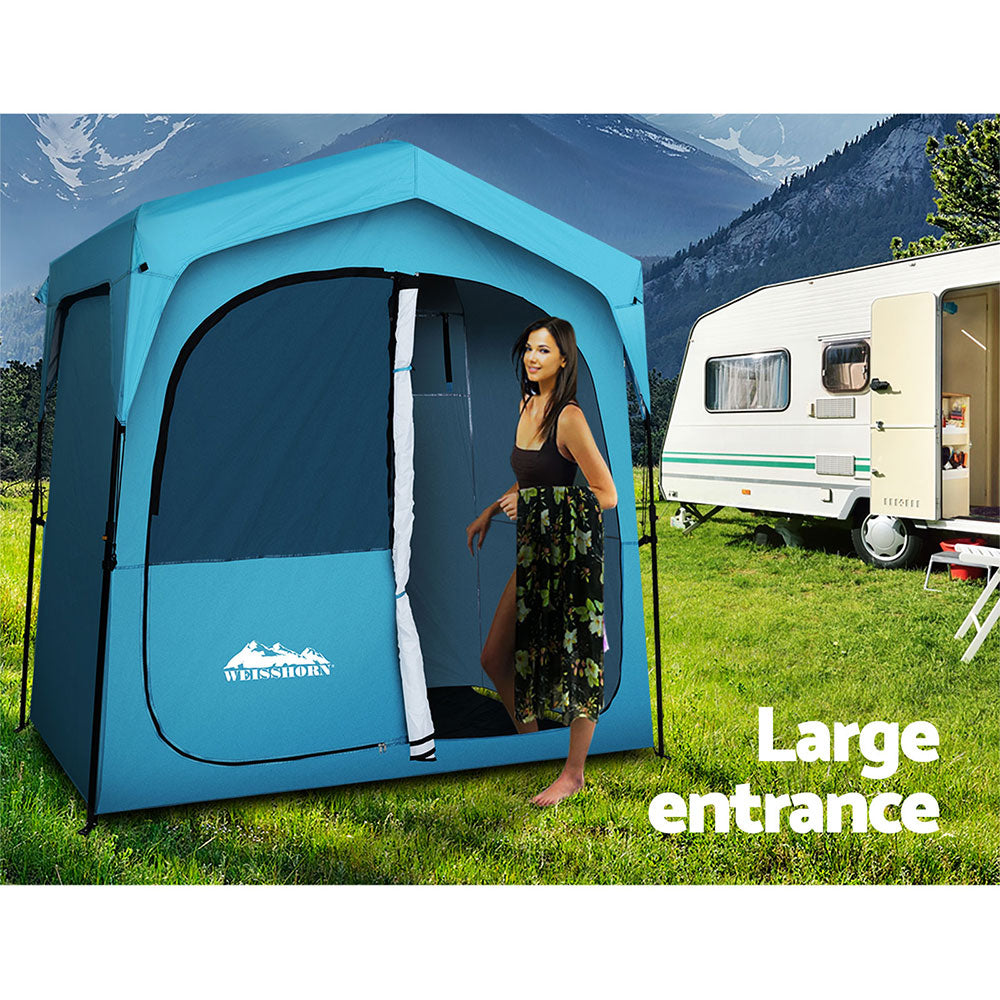 Weisshorn Pop Up Camping Shower Tent Portable Toilet Outdoor Change Room Blue Sprung Outdoors 