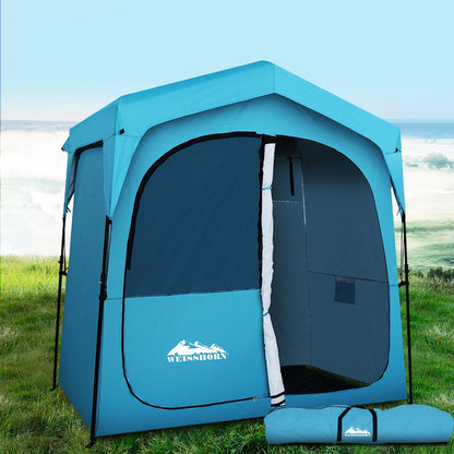 Weisshorn Pop Up Camping Shower Tent Portable Toilet Outdoor Change Room Blue Sprung Outdoors 