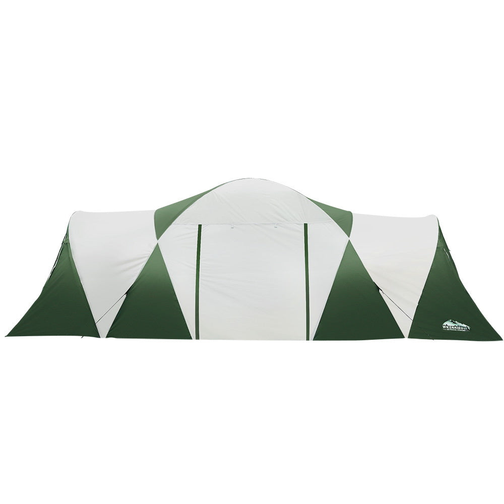 Weisshorn Family Camping Tent 12 Person Hiking Beach Tents (3 Rooms) Green Sprung Outdoors 