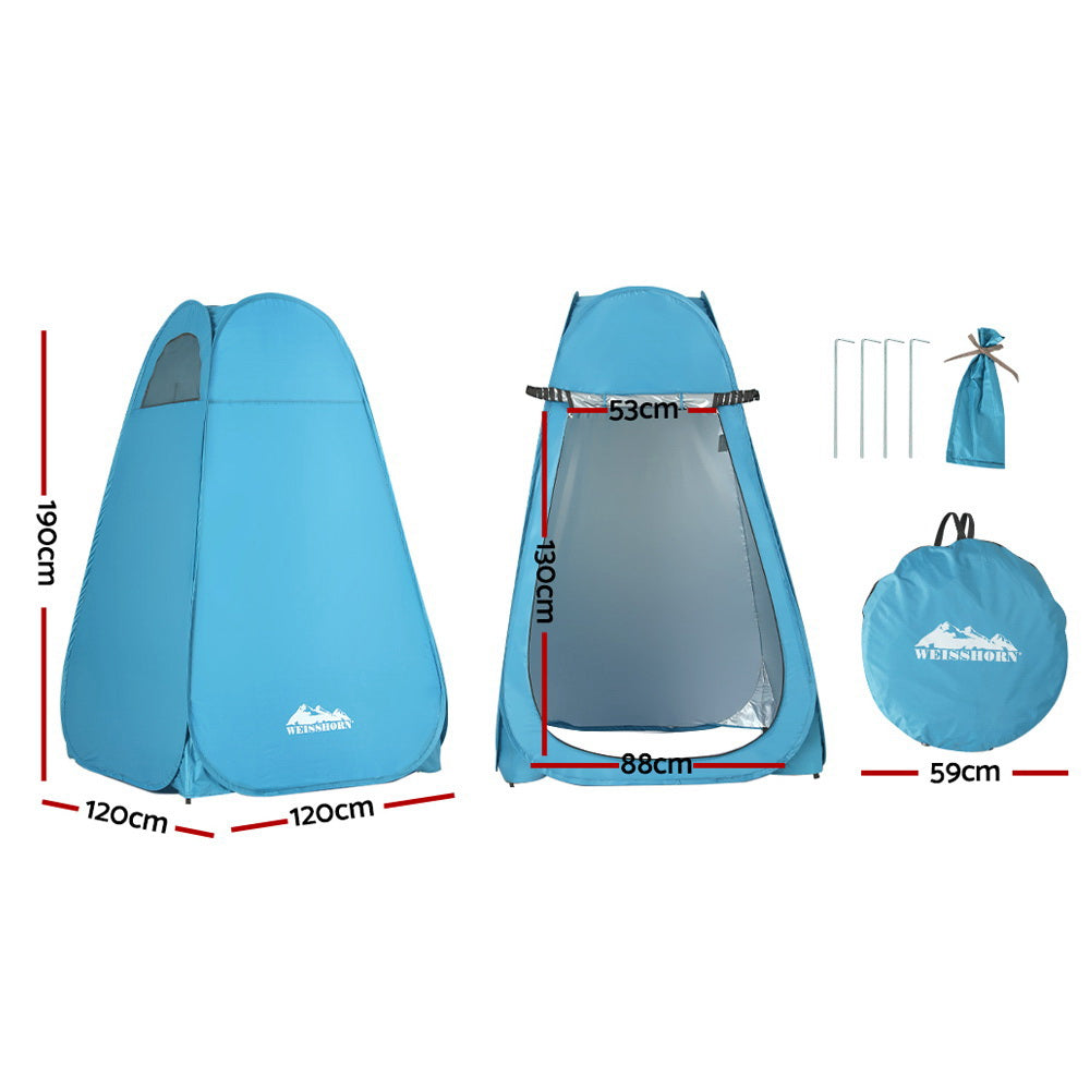 Weisshorn Pop-up Shower Tent Camping Outdoor Toilet Privacy Change Room Blue - Sprung Outdoors 