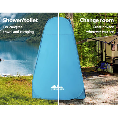 Weisshorn Pop-up Shower Tent Camping Outdoor Toilet Privacy Change Room Blue - Sprung Outdoors 