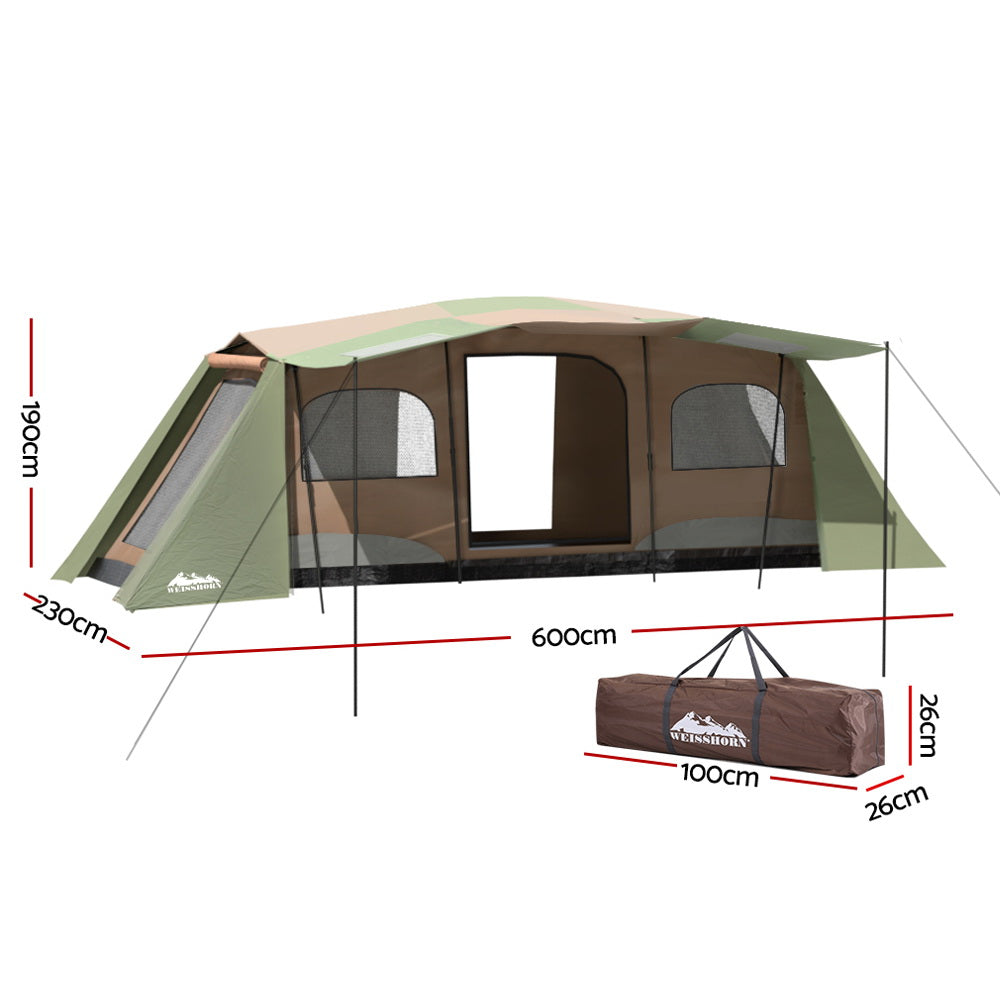 Weisshorn Camping Tent 10 Person Instant Up Tents Outdoor Family Hiking 3 Rooms - Sprung Outdoors 