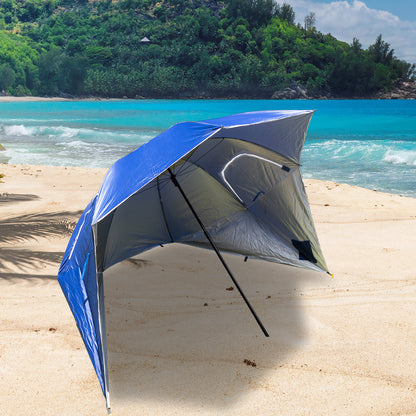 Havana Outdoors Beach Umbrella 2.4M Outdoor Garden Beach Portable Shade Shelter - Blue Sprung Outdoors 