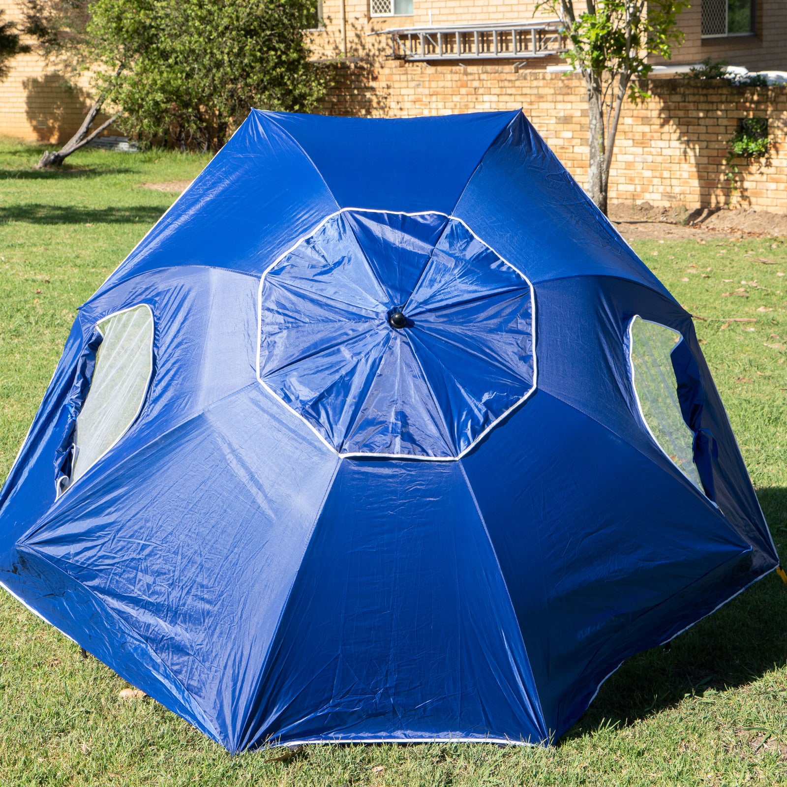 Havana Outdoors Beach Umbrella 2.4M Outdoor Garden Beach Portable Shade Shelter - Blue Sprung Outdoors 