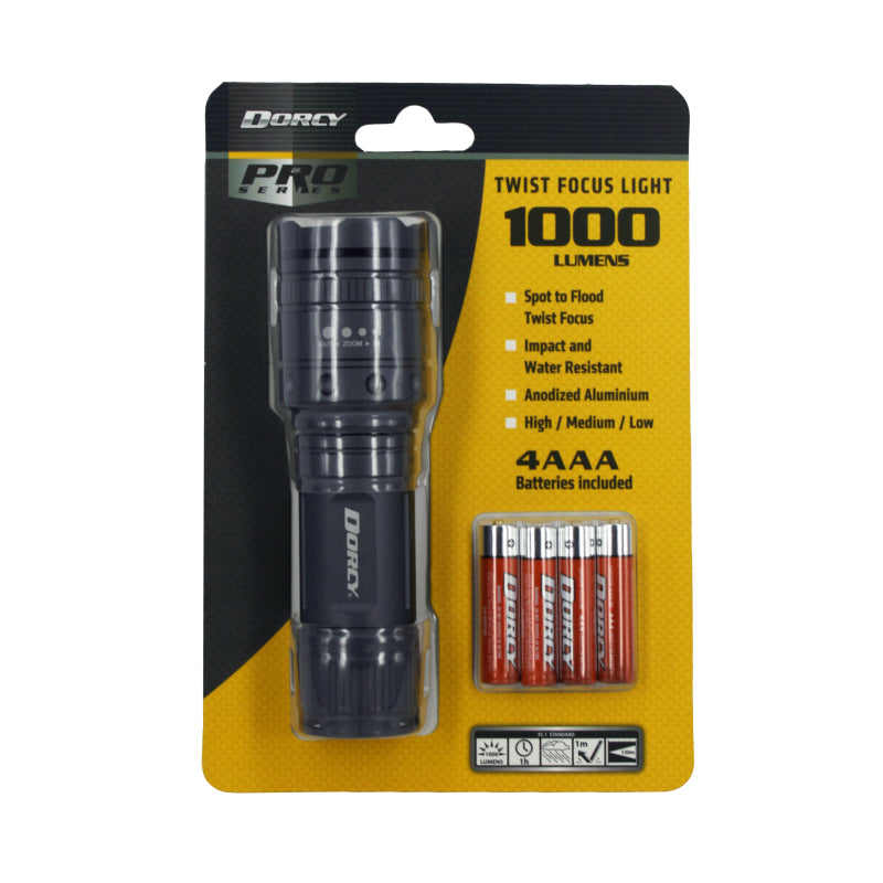 DORCY 1000 Lumen Twist Torch Sprung Outdoors 