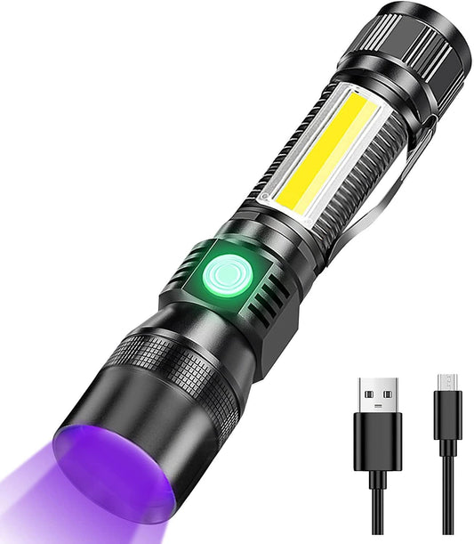 7 Modes Waterproof Rechargeable UV Light Flashlight Torch for Camping Sprung Outdoors 