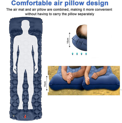 Ultralight Inflatable Camping Sleeping Pad with Pillow for Travelling and Hiking - Sprung Outdoors 