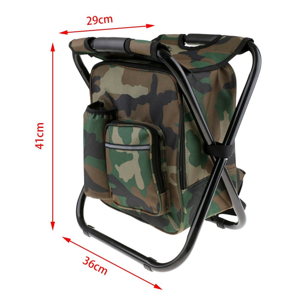 Portable Folding Backpack Chair Camping Stool Cooler Bag Rucksack Beach Fishing 150kg load Black - Sprung Outdoors 