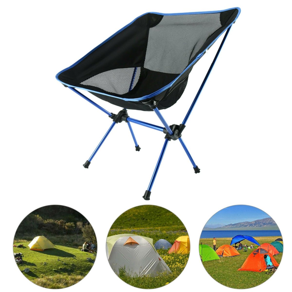 Ultralight Aluminum Alloy Folding Camping Camp Chair Outdoor Hiking Black Sprung Outdoors 