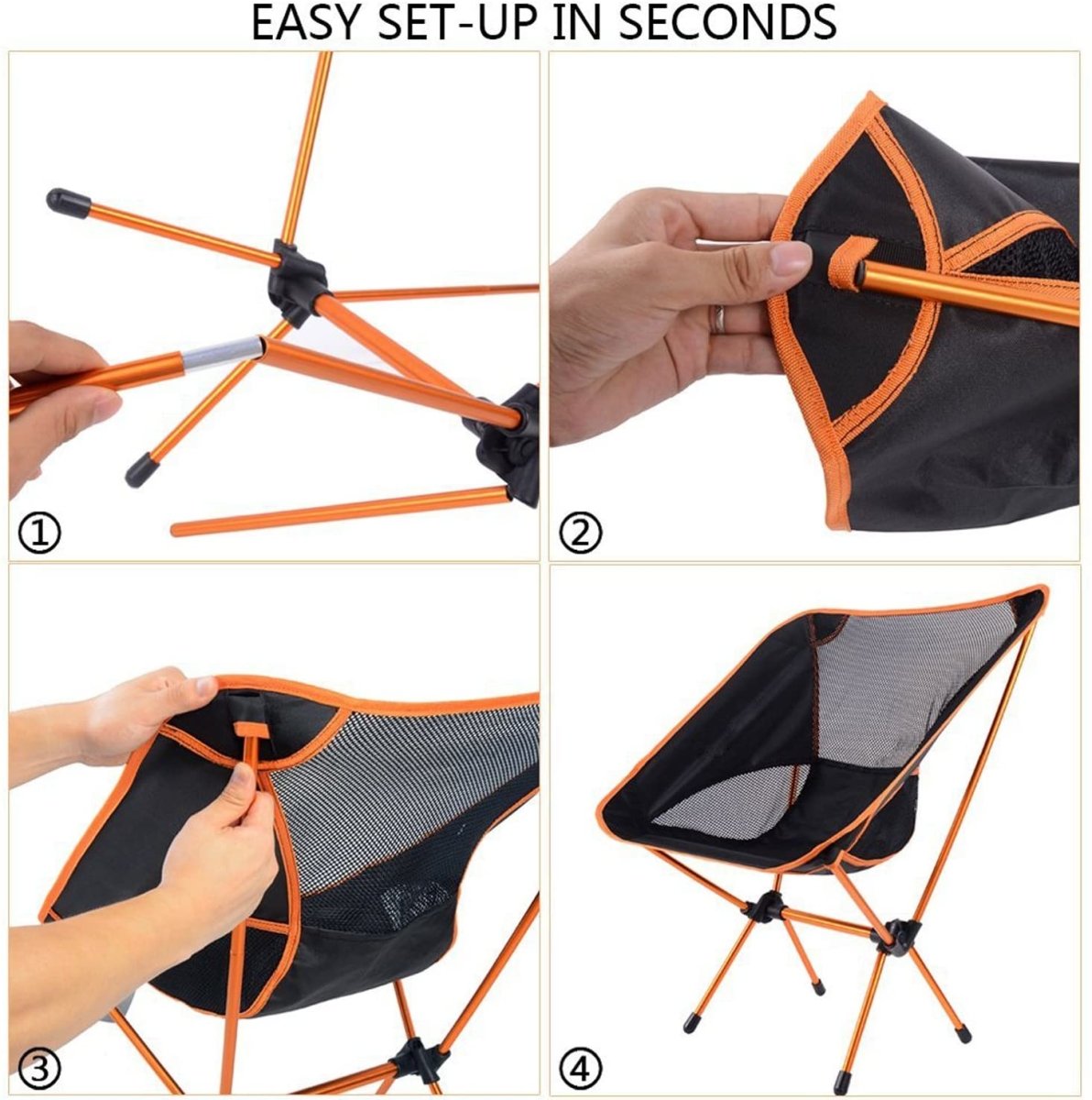 Ultralight Aluminum Alloy Folding Camping Camp Chair Outdoor Hiking Orange Sprung Outdoors 