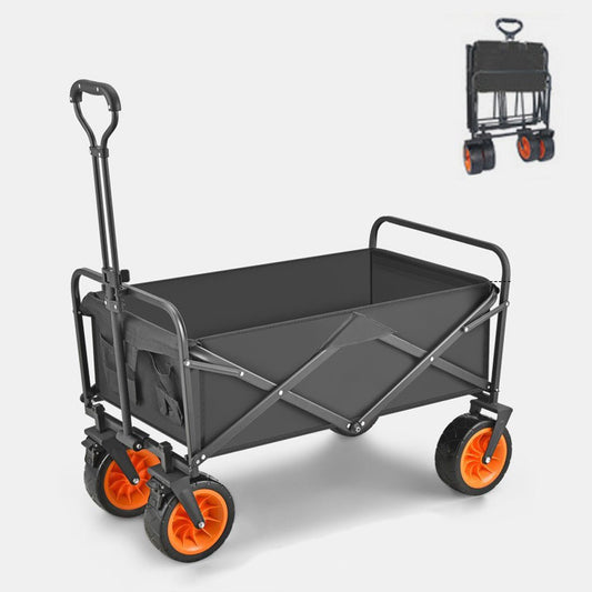 8 Inch Wheel Black Folding Beach Wagon Cart Trolley Garden Outdoor Picnic Camping Sports Market Collapsible Shop - Sprung Outdoors 