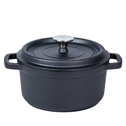 24cm Pre-seasoned NonStick Cast Iron Dutch Oven Handles Lid Skillet Cookware Braising Pot Pan Casserole - Sprung Outdoors 