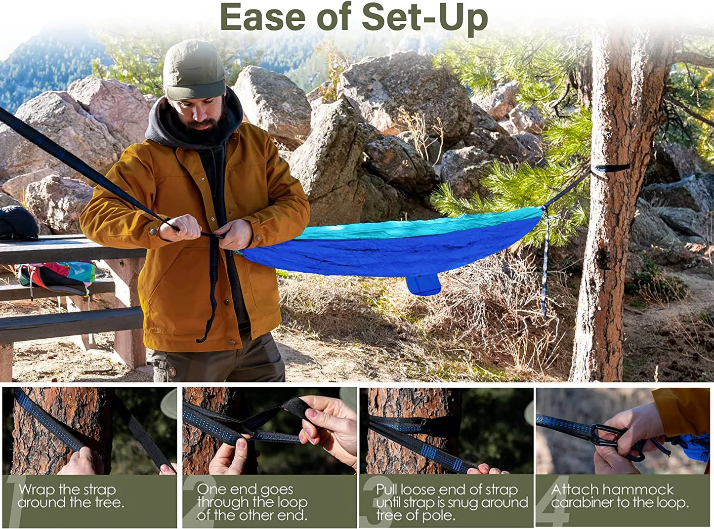 Blue Camping Hammock Sprung Outdoors 