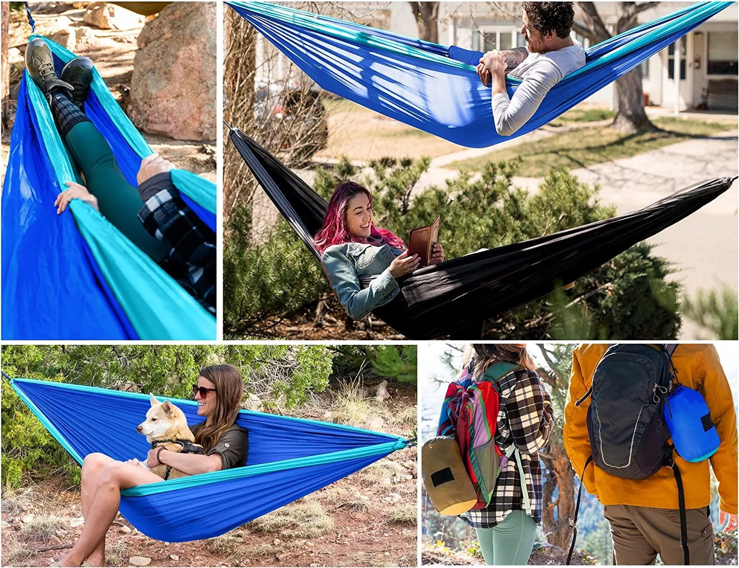 Blue Camping Hammock Sprung Outdoors 