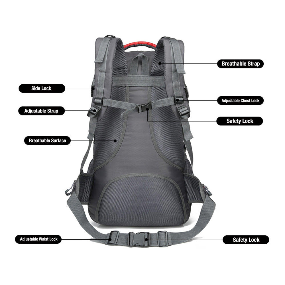 40L Waterproof Outdoor Hiking Backpack Camping Outdoor Trekking Bag(Black) - Sprung Outdoors 