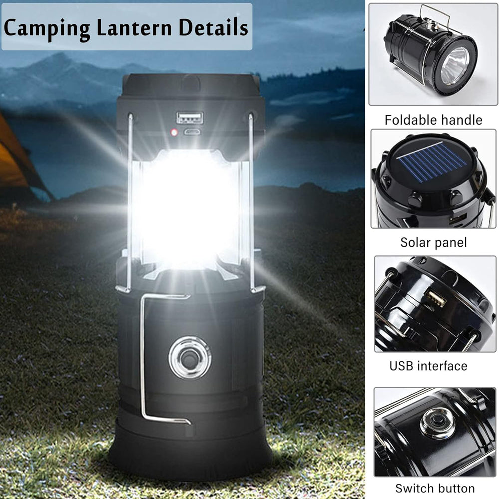 LED Camping Lamp Solar Powered Rechargeable USB Torch Waterproof Emergency Light Lantern - Sprung Outdoors 