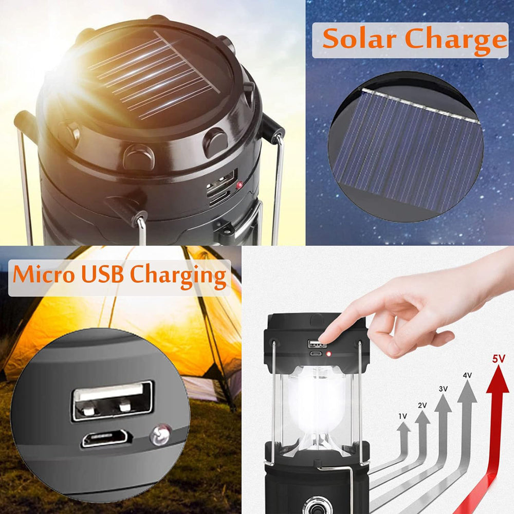 LED Camping Lamp Solar Powered Rechargeable USB Torch Waterproof Emergency Light Lantern - Sprung Outdoors 